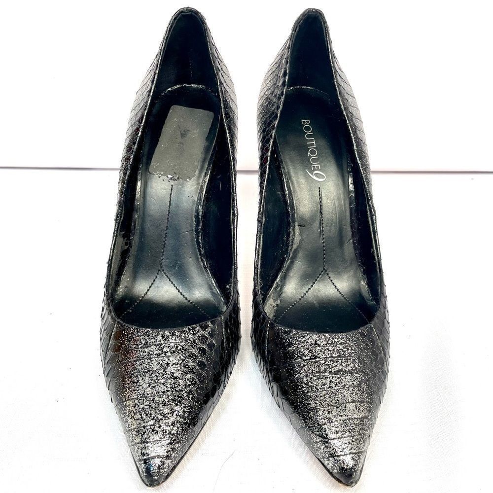 SHIMMERING SILVER 5” HEELS by BOUTIQUE 9 SIZE 10M